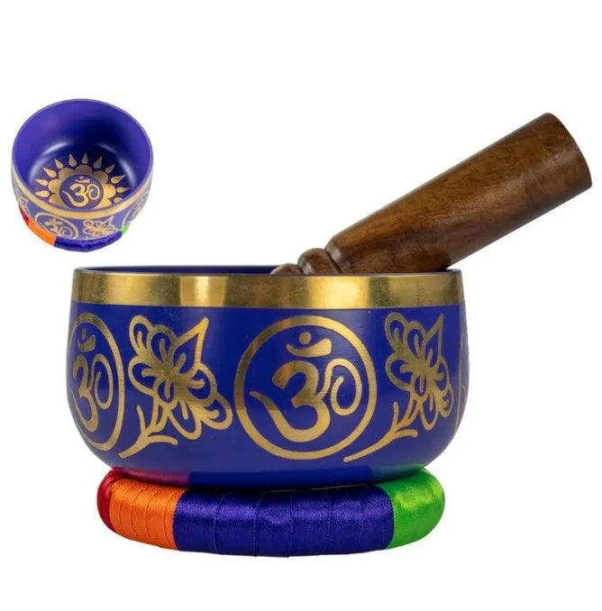 Tibetan singing bowl,  PURPLE. 13 cm.with cushion and wand