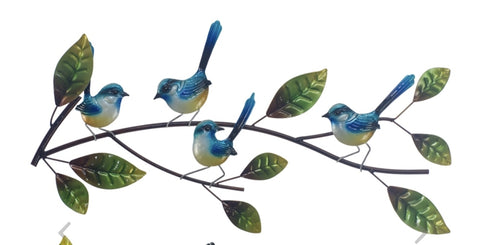 Wall art Blue wren Bird family  measuring APPROX 69 cm long x 35 cm high in full 🦜