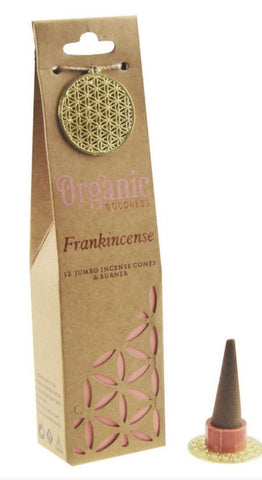 BULK BUY Incense cones Organic Goodness FRANKINCENSE 12 jumbo incense cones & holder in a gift pack  buy 10 receive 12