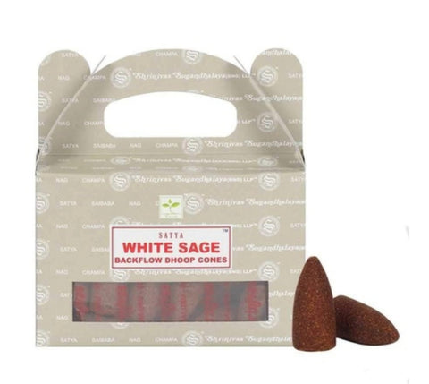 Incense Satya Brand Incense BACKFLOW CONES White Sage 24 cones per pack (#T)
