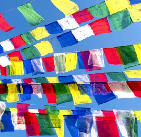 Tibetan Prayer Flag X large Roll of 10 flags approx 28 cm x 28 cm