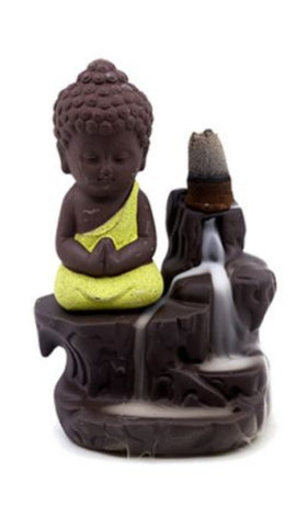 BACKFLOW incense burner/holder Ceramic, Buddha yellow 12 x 8 cm  (#7)