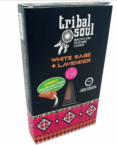Incense Tribal Soul Brand Incense BACKFLOW CONES White Sage & Lavender 10 Jumbo cones per pack (#T)