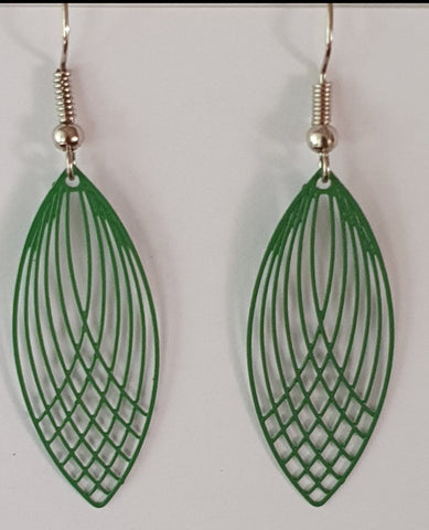 Earrings, filigree green Size Approx 63mm long including the ear hook.