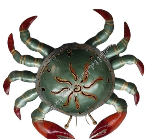 Mosquito coil holder crab light metallic green with sun