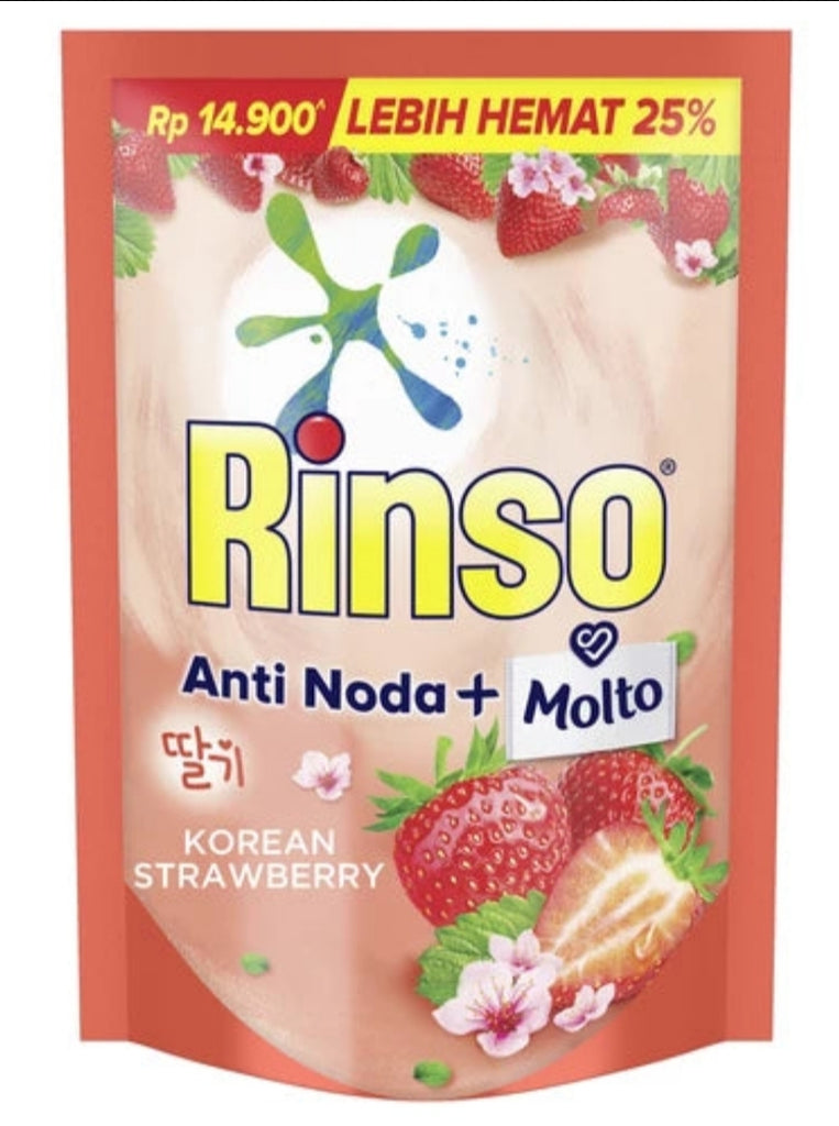 Rinso with Molto detergent sachets KOREAN STRAWBERRY LIQUID 6 x 18ml (#20B)