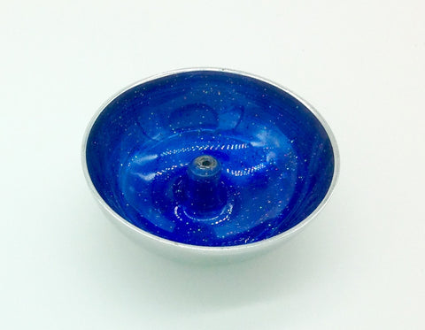 Incense holder bowl, blue with glitter