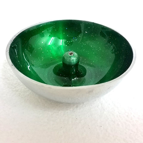 Incense holder bowl, green with glitter