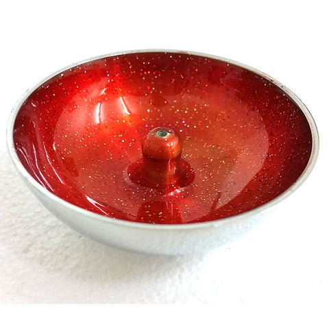 Incense holder bowl, orange with glitter