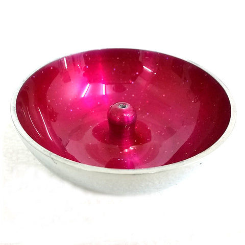 Incense holder bowl,  pink with glitter