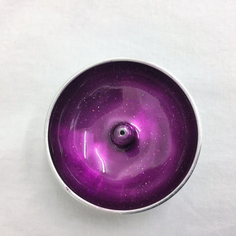 Incense holder bowl, purple with glitter