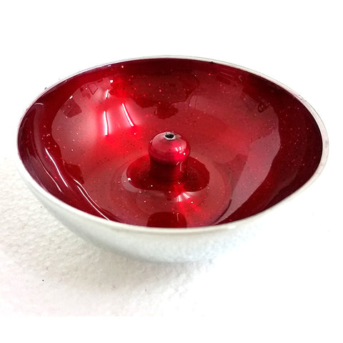 Incense holder bowl, red with glitter