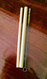 Bamboo reusable straw pack of 2, with cleaning brush, Banana pattern bag