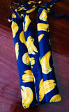 Bamboo reusable straw pack of 2, with cleaning brush, Banana pattern bag