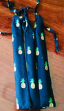 Bamboo reusable straw pack of 2, with cleaning brush, pineapple pattern bag