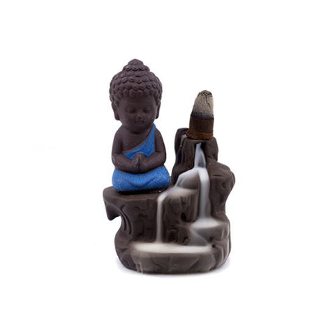 BACKFLOW incense burner/holder Ceramic, Buddha blue 12 x 8 cm  (#4)