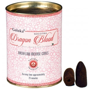 BULK BUY Incense Goloka Brand Incense BACKFLOW CONE DRAGONS BLOOD 24 cones per pack in a resealable tin buy 10 receive 11