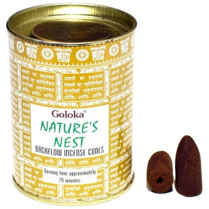BULK BUY Incense Goloka Brand Incense BACKFLOW CONE NATURES NEST 24 cones per pack in a resealable tin buy 10 receive 11