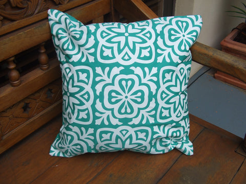 Cushion cover, morrocan green white approx 40 cm x 40 cm #21