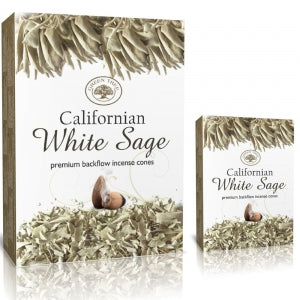 Incense Green Tree Brand Incense BACKFLOW CONES Californian  White Sage 12 cones per pack (#T)