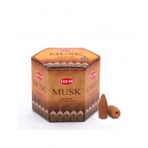 Incense Hem Brand Incense BACKFLOW CONE Musk 40 cones per pack (#T)