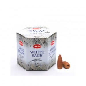 Incense Hem Brand Incense BACKFLOW CONE White Sage 40 cones per pack (#T)