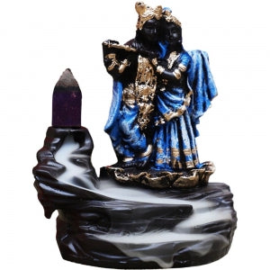 BACKFLOW incense burner/holder Ceramic, Radha Krishna blue 11 cm x 9cm