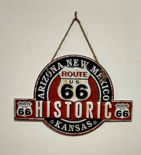 Retro decorative plate, HISTORIC ROUTE 66 embossed  approx 23 x 34cm