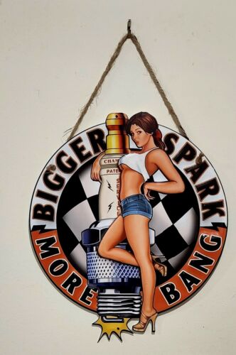 Retro decorative plate, CHAMPION SPARK PLUGS embossed  approx 30 x 35 cm