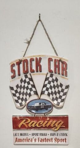 Retro decorative plate, STOCK CAR RACING embossed  approx 25 x 23cm