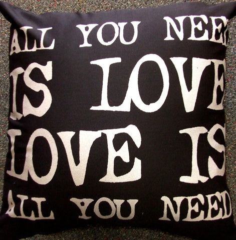 Cushion cover, all you need is love BLACK approx 40 cm x 40 cm #2
